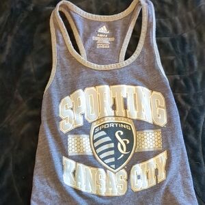 Adidas Gray Racerback Tank Top with Sporting Logo
